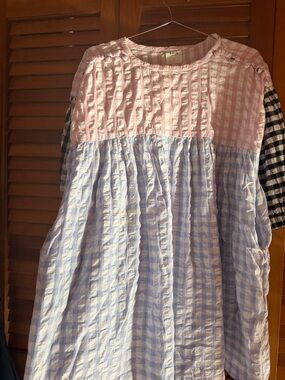 Tach Clothing Catarina Cloqué Gingham Mini Dress Size S | Pink Blue Black